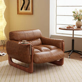 Comfortable single leather leisure sofa available in black and brown colors